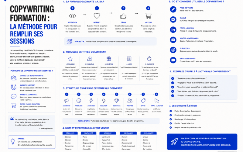 Copywriting formation : la méthode pour écrire des textes qui remplissent vos sessions